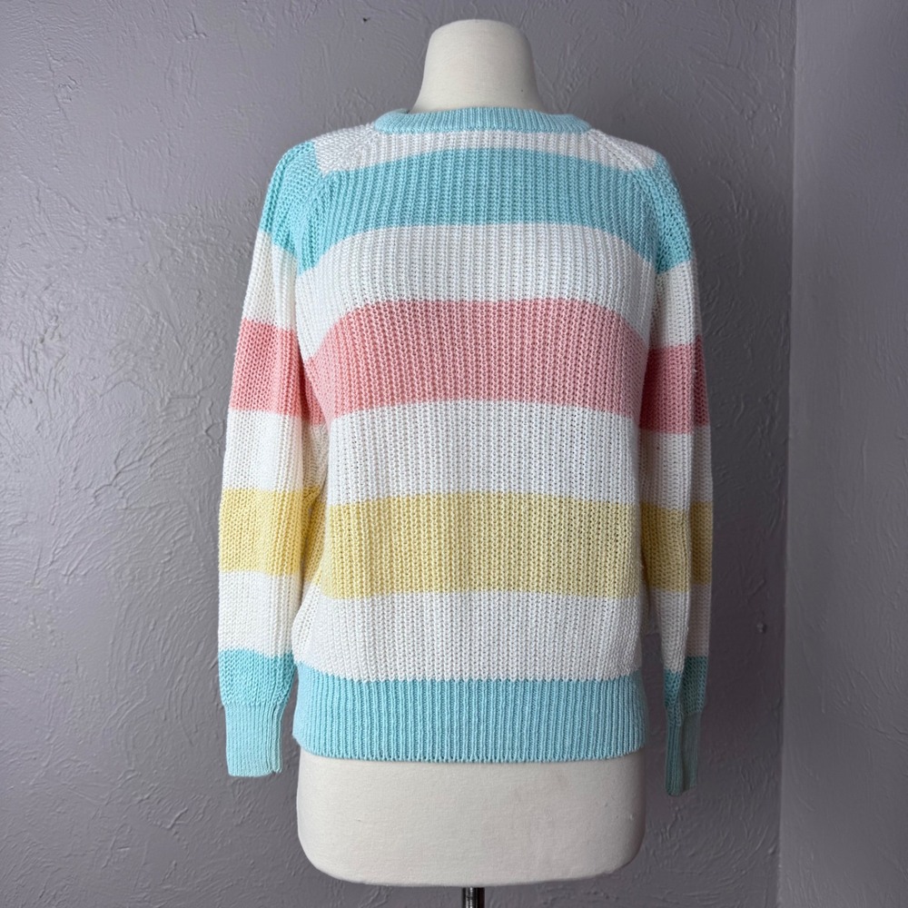 Vintage 80s M/L pastel stripe sweater Ramie and Cotton Valley Girl mall style